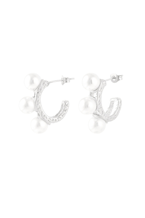 Boucles D'oreilles Triple Déclaration Perle - Doré h5
