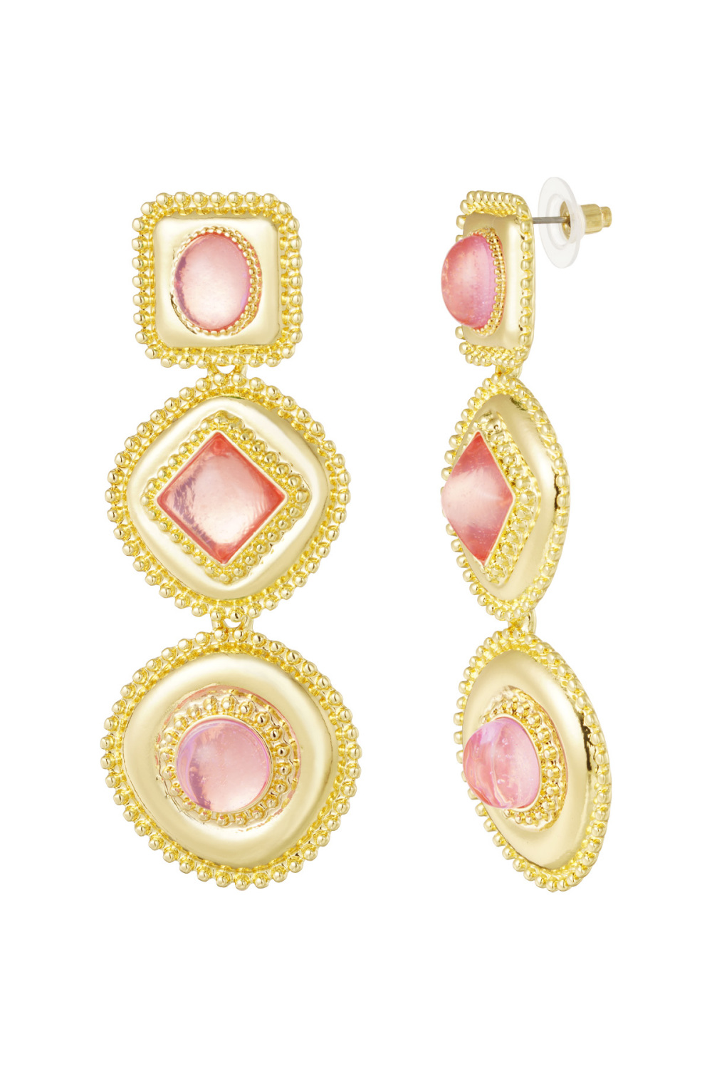 Boucles D'oreilles Géométriques Avec Pierres 