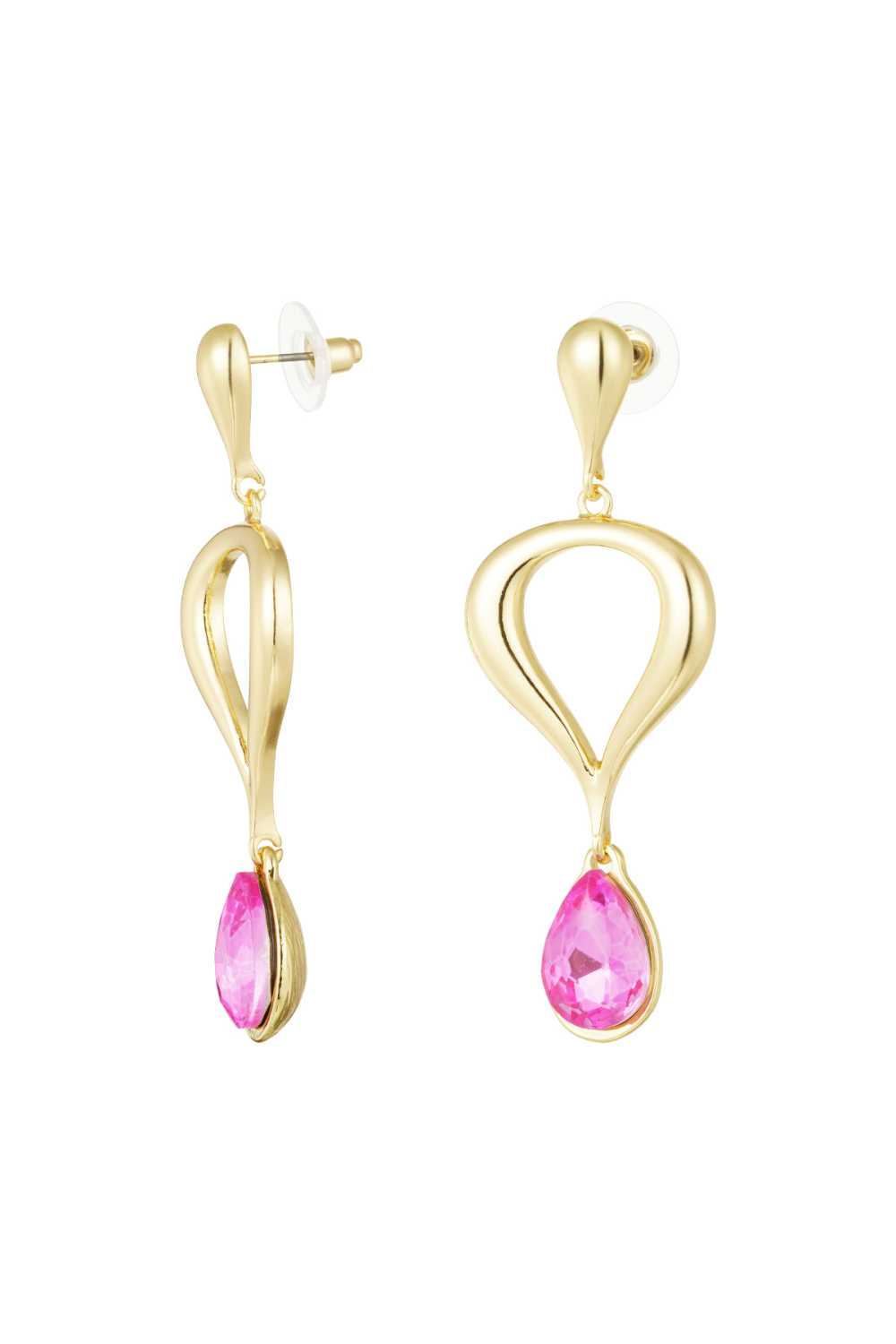 Boucle D'oreille Classique Avec Pendentif Coloré - Rose, Doré 