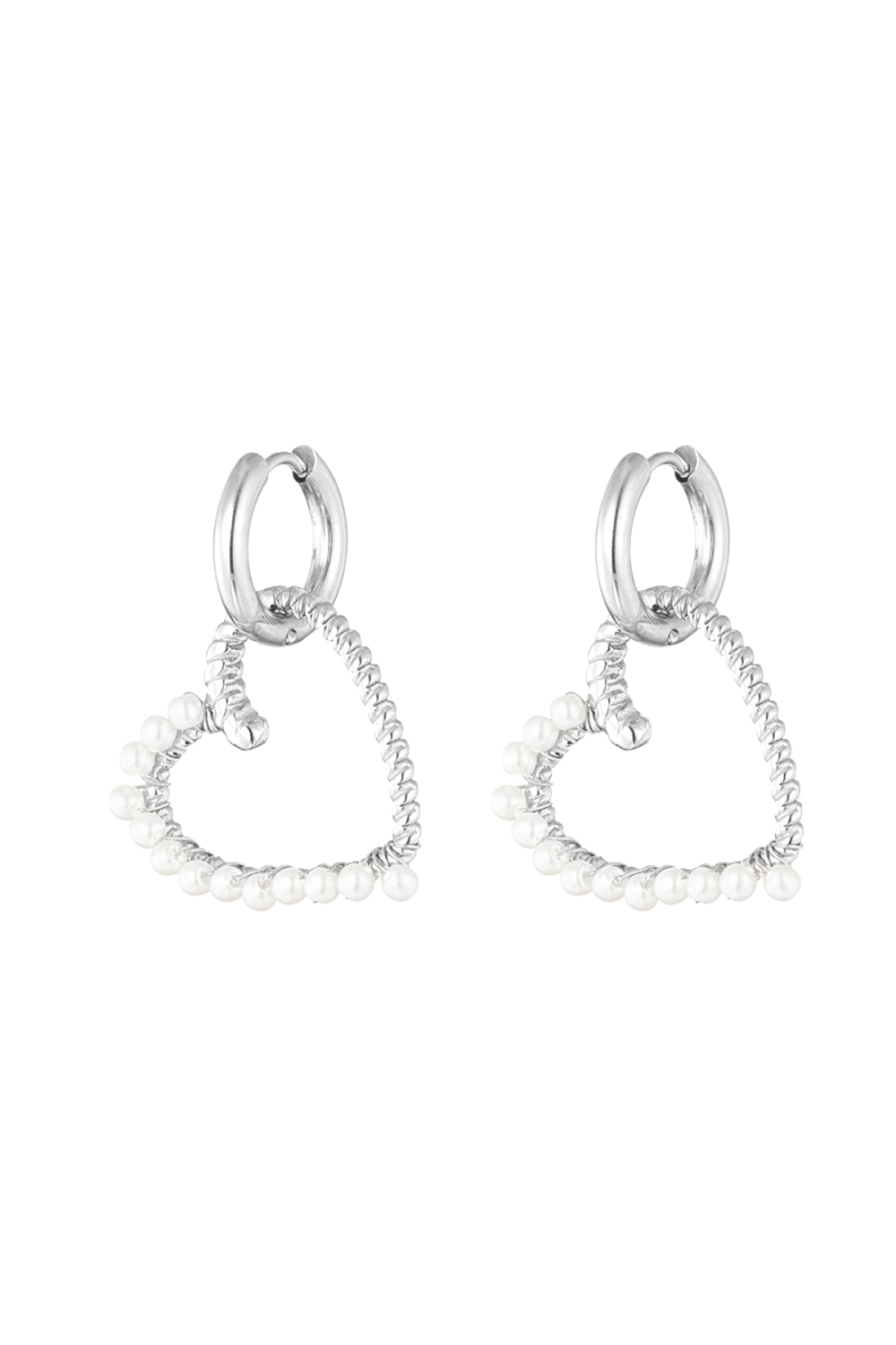 Boucle D'oreille Coeur Avec Perles - Doré 
