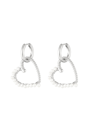Boucle D'oreille Coeur Avec Perles - Doré h5 
