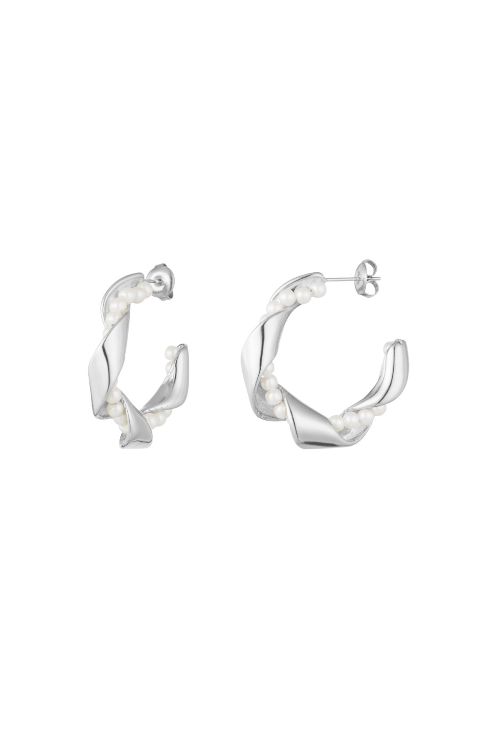 Boucles D'oreilles Perles Torsadées - Doré 