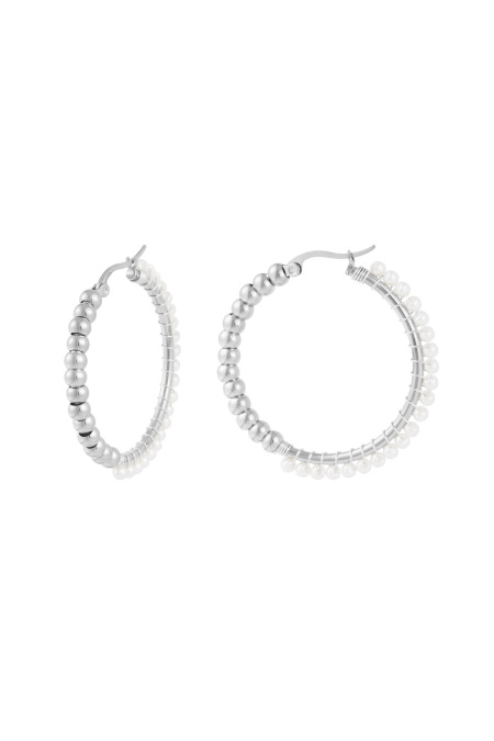 boucles d'oreilles en perles de grand cercle en acier inoxydable