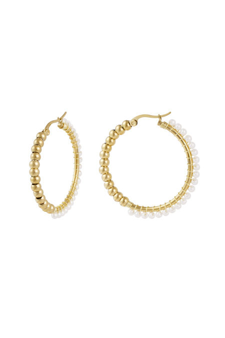 Boucles D'oreilles En Perles De Grand Cercle En Acier Inoxydable