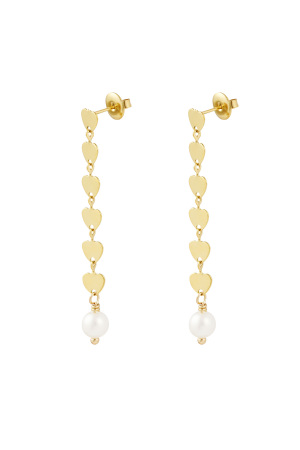 Boucle D'oreille Avec Pendentif Coeur Et Perle - Doré h5