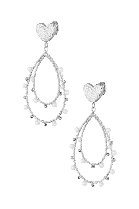 boucles d'oreilles coeur goutte et perles
