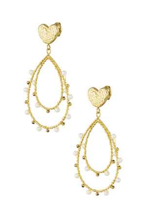 Boucles D'oreilles Coeur Goutte Et Perles h5