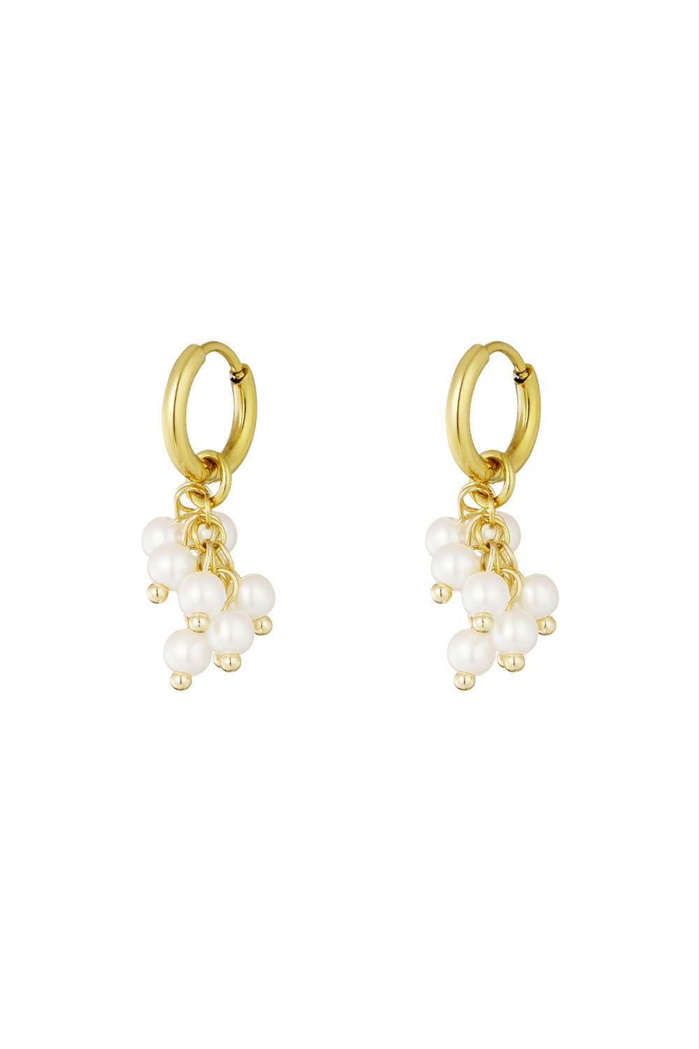 Boucle D'oreille Avec Fuseau De Perles - Doré