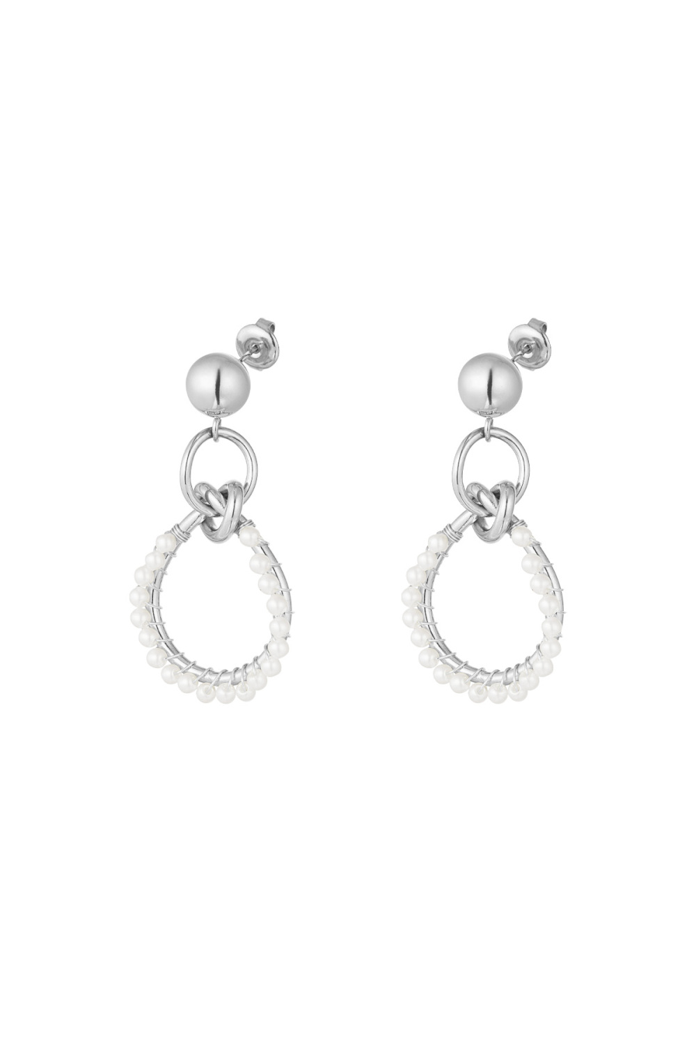 Boucles D'oreilles Triple Rondes Avec Perles