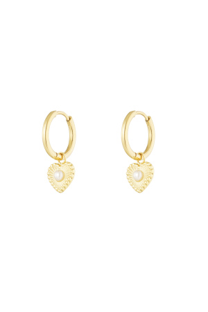 Boucles D'oreilles Détail Coeur Avec Perle - Doré h5