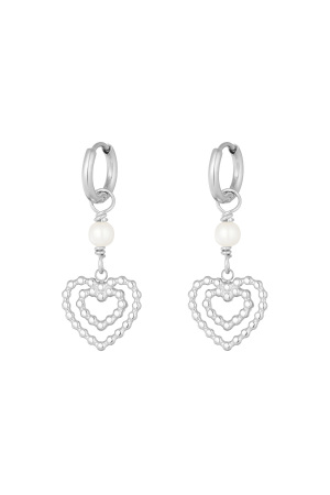 Boucles D'oreilles Double Coeur Avec Perle h5