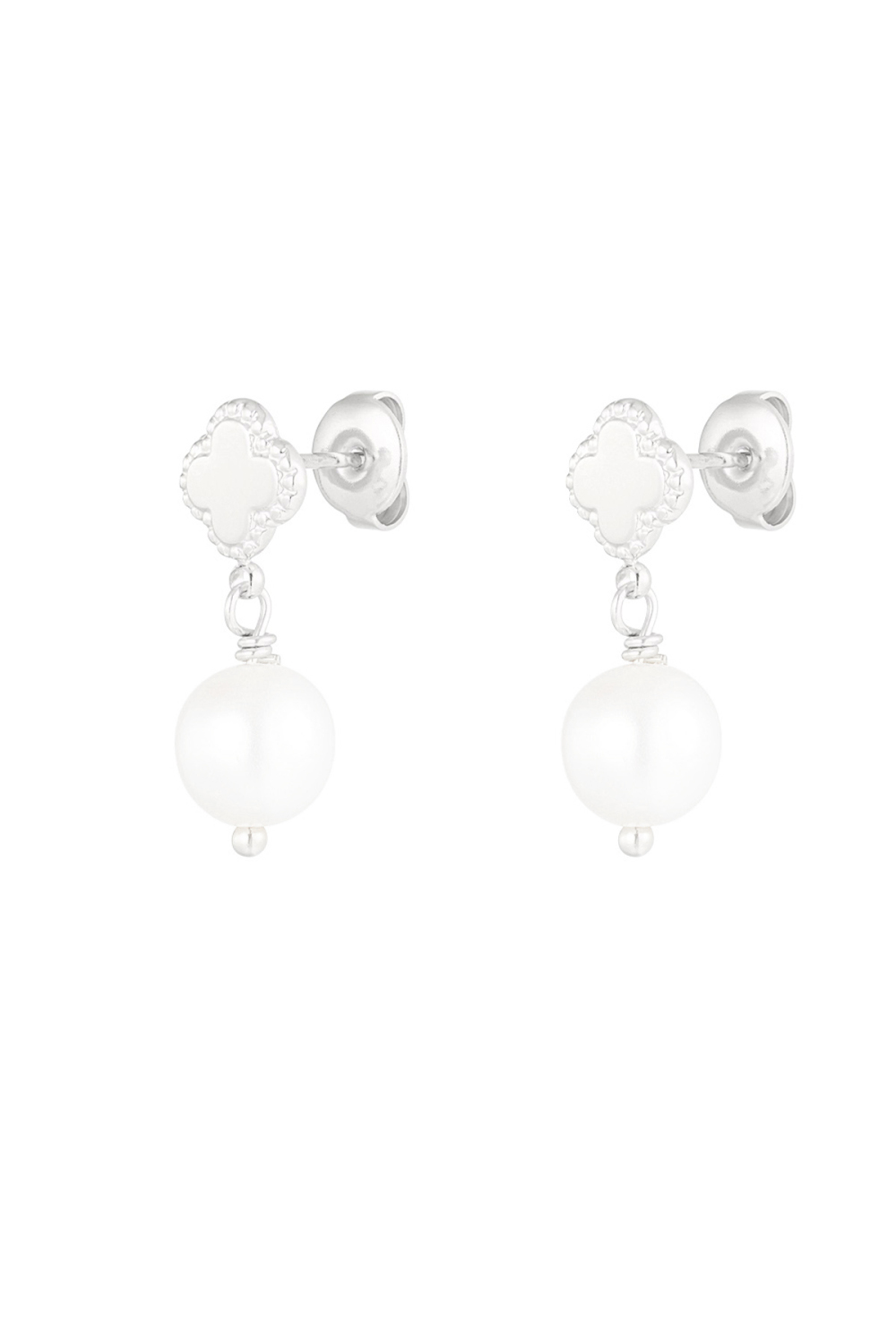 Boucle D'oreille Avec Pendentif Trèfle Et Perle 