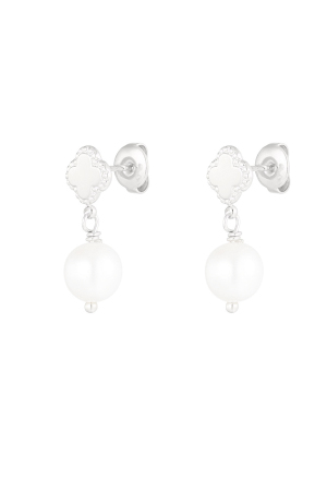 Boucle D'oreille Avec Pendentif Trèfle Et Perle h5 