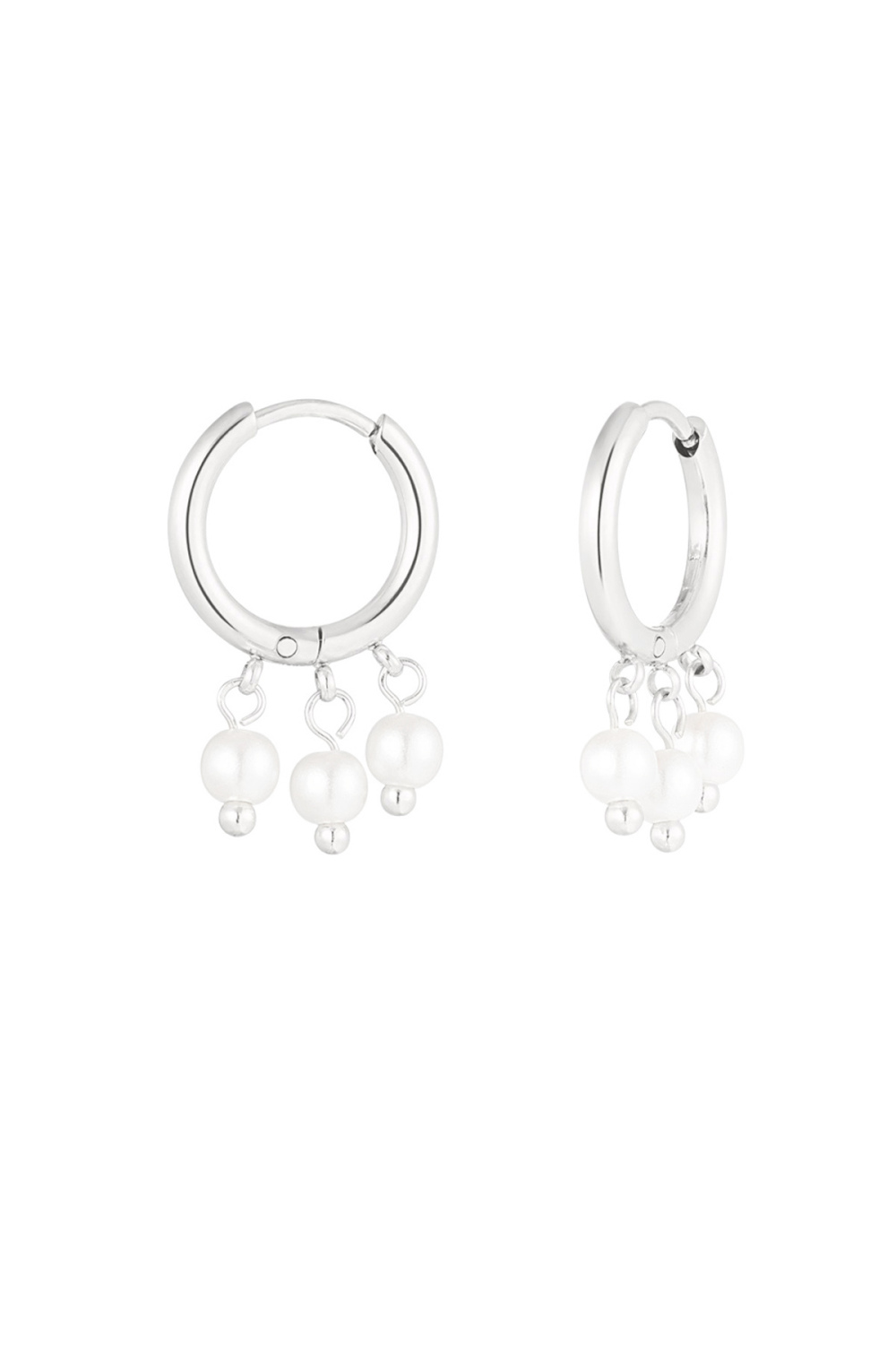 Boucle D'oreille Ronde Avec Pendentif Trois Perles 