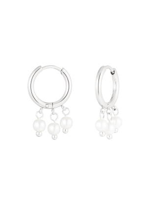 Boucle D'oreille Ronde Avec Pendentif Trois Perles h5 