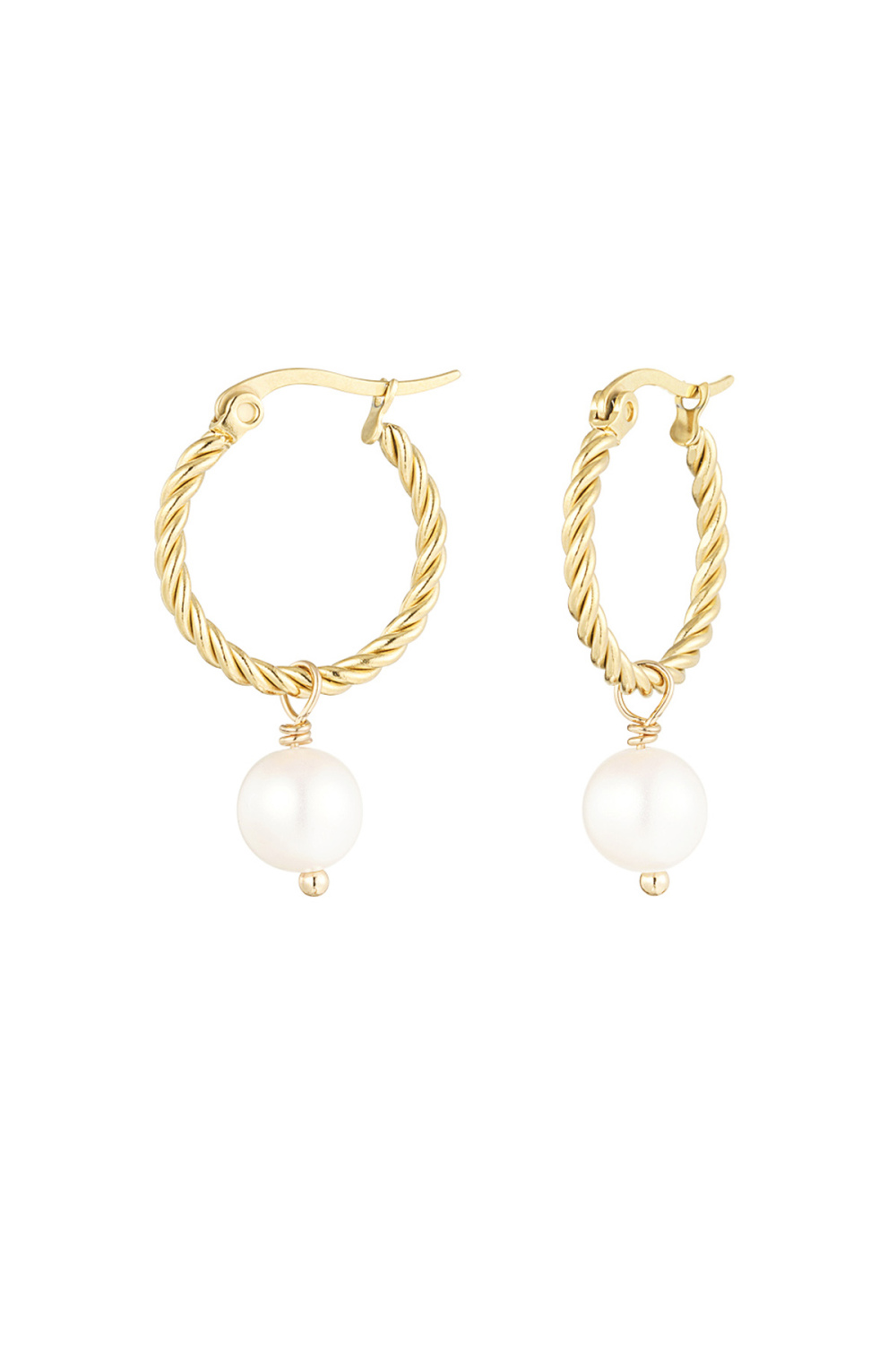 Boucle D'oreille Corde Ronde Avec Pendentif Perle 