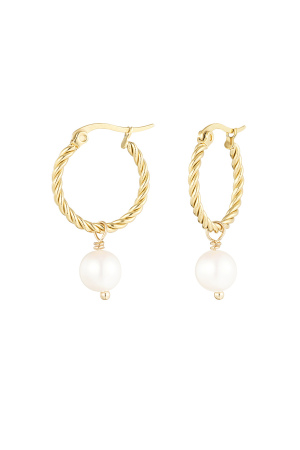 Boucle D'oreille Corde Ronde Avec Pendentif Perle h5 