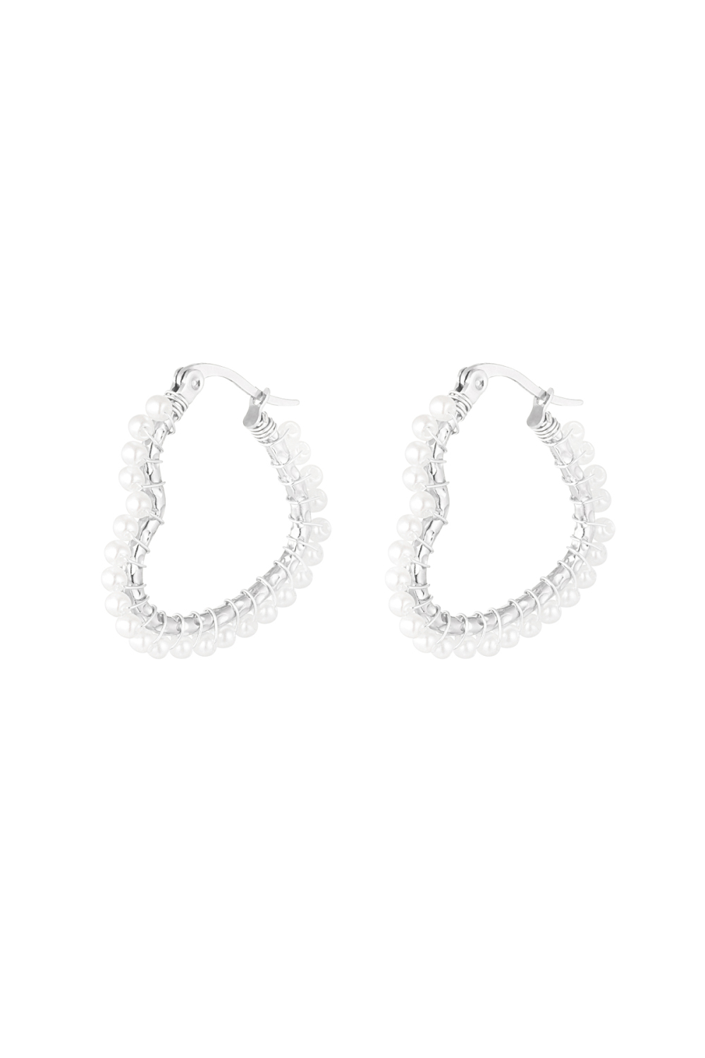 Boucle D'oreille Forme Coeur Avec Perles 