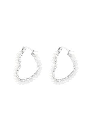 Boucle D'oreille Forme Coeur Avec Perles h5 
