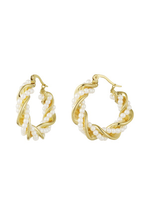 Boucle D'oreille Torsadée Perle Party - Doré h5 