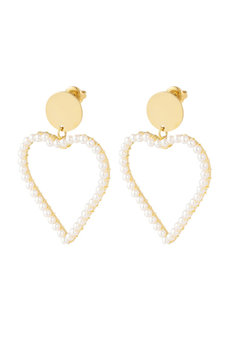 Boucle d'oreille avec pendentif perle ronde - doré