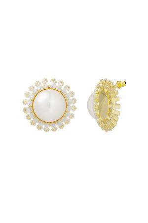Boucles D'couleur Oreilles Fleur Scintillante Couleur Or - Zircon Cuivre h5 
