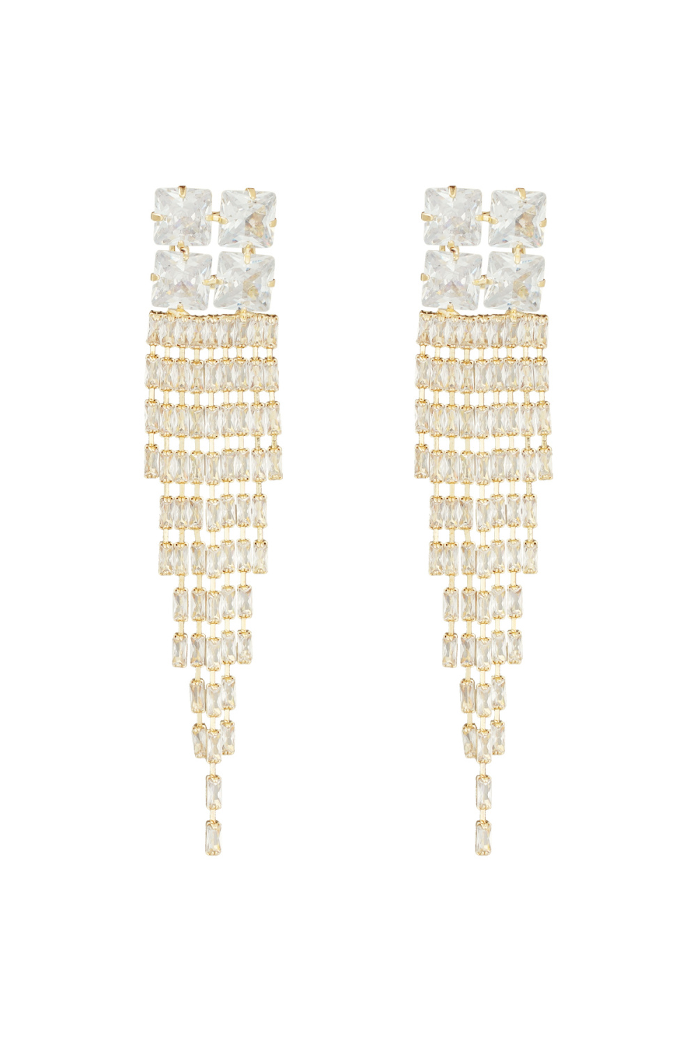 Boucles D'oreilles Scintillantes Glam Gold - Zircon Cuivre 