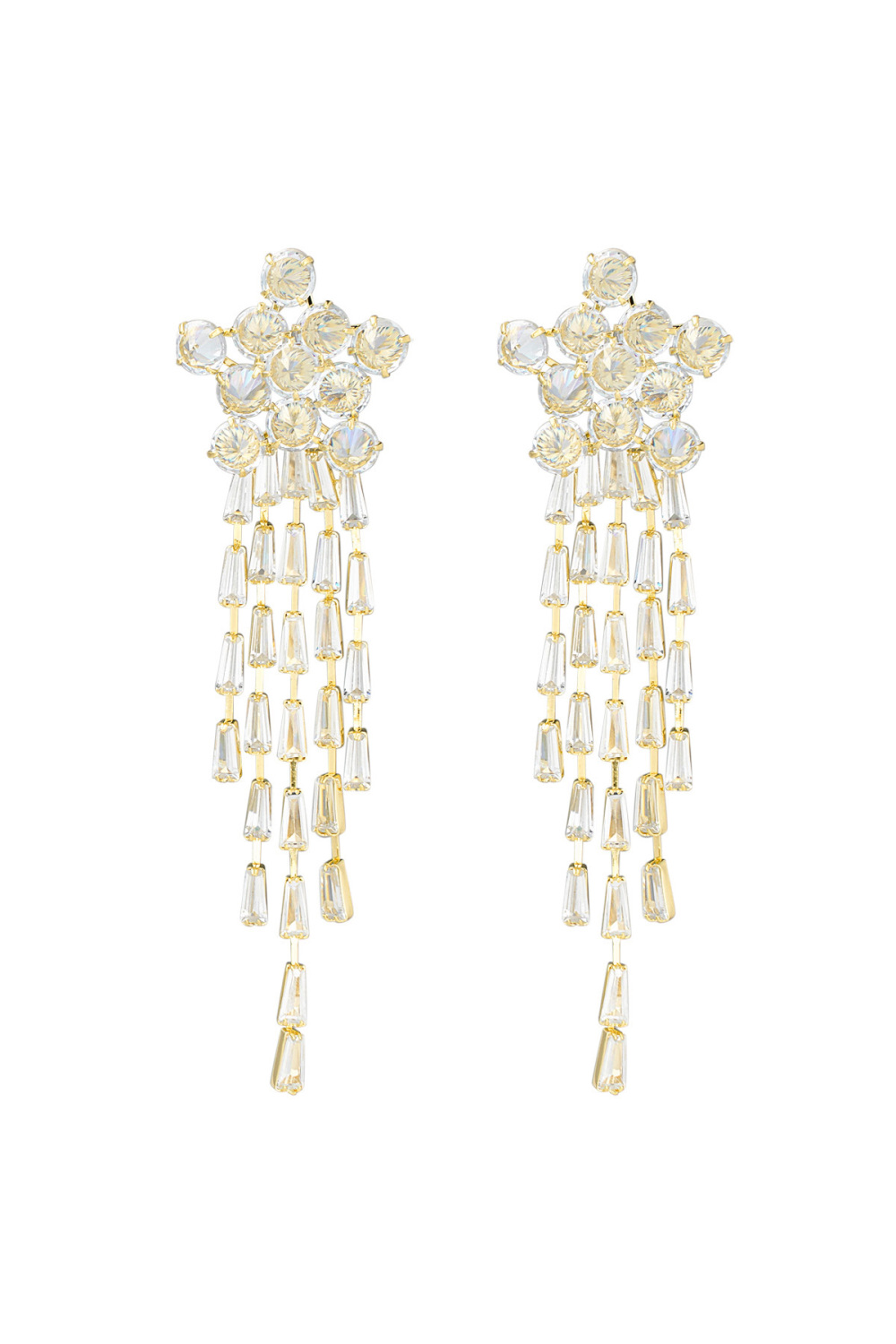 Boucles D'couleur Oreilles Étoile Scintillante Couleur Or - Zircon Cuivre
