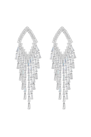 Boucle D'oreille Diamant Scintillant Argent - Zircon Cuivre h5 