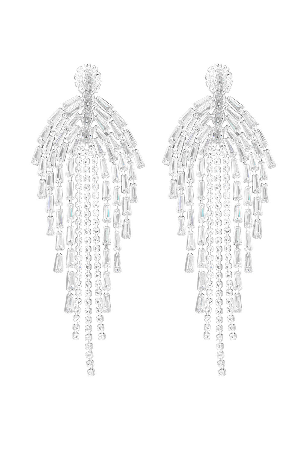 Boucles D'oreilles Scintillantes Accroche-Regard Argent - Cuivre Zircon