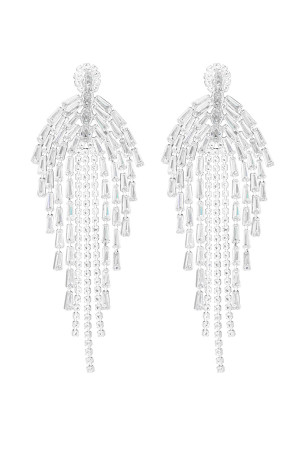 Boucles D'oreilles Scintillantes Accroche-Regard Argent - Cuivre Zircon h5