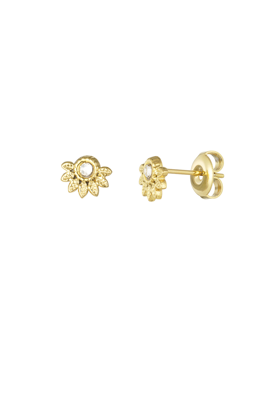 Boucles D'oreilles Demi-Fleur Avec Diamant 