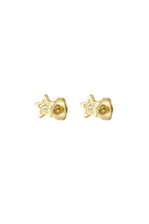 Boucle D'oreille Étoile Avec Pierre - Doré  h5 