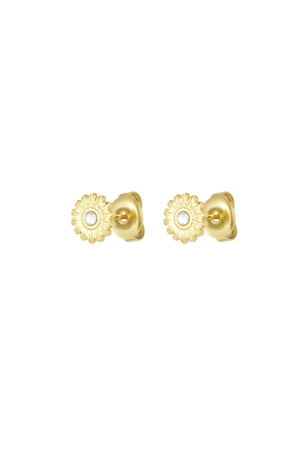 Boucle D'oreille Marguerite Avec Pierre - Doré 