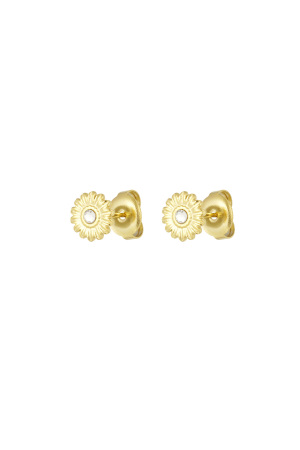 Boucle D'oreille Marguerite Avec Pierre - Doré h5 
