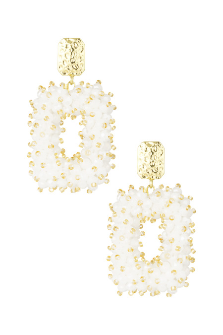 Boucles d'Couleur oreilles déclaration nuits scintillantes - Couleur or blanc 