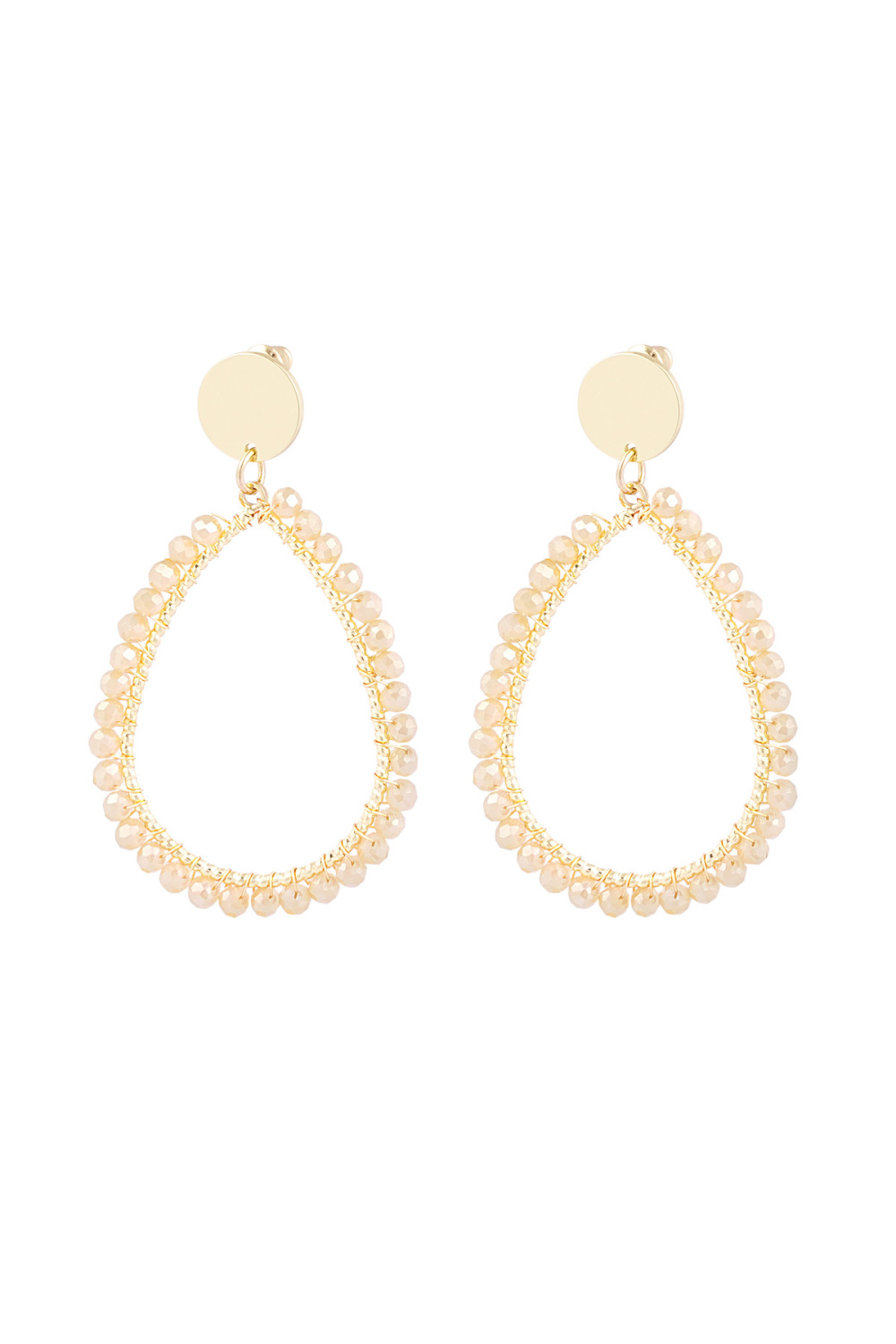 Boucles D'oreilles Ovales Pastel - Beige Doré