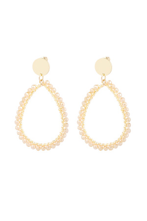 Boucles D'oreilles Ovales Pastel - Beige Doré h5