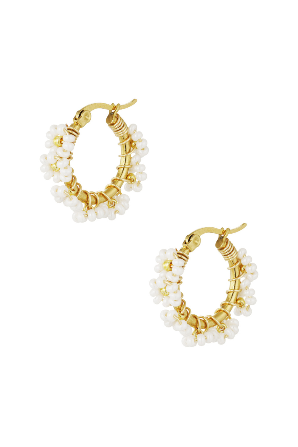 Boucles D'oreilles Cercle Avec Perles De Verre En Acier Inoxydable 