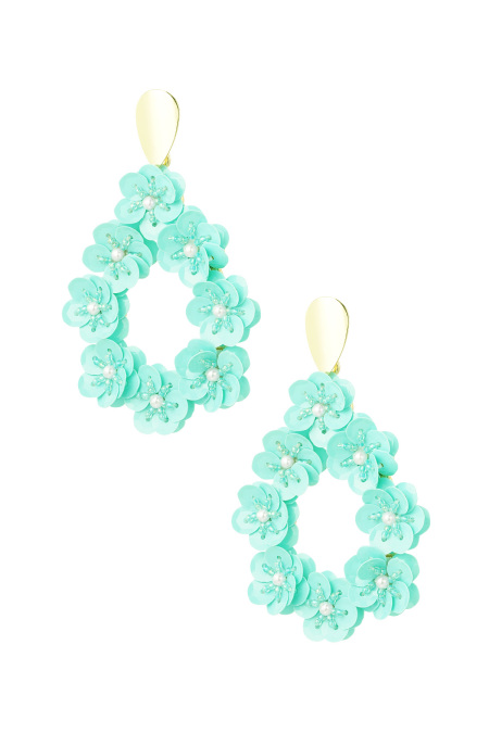 Boucles d’Couleur oreilles rondes à déclaration flCouleur orale - vert/Couleur or