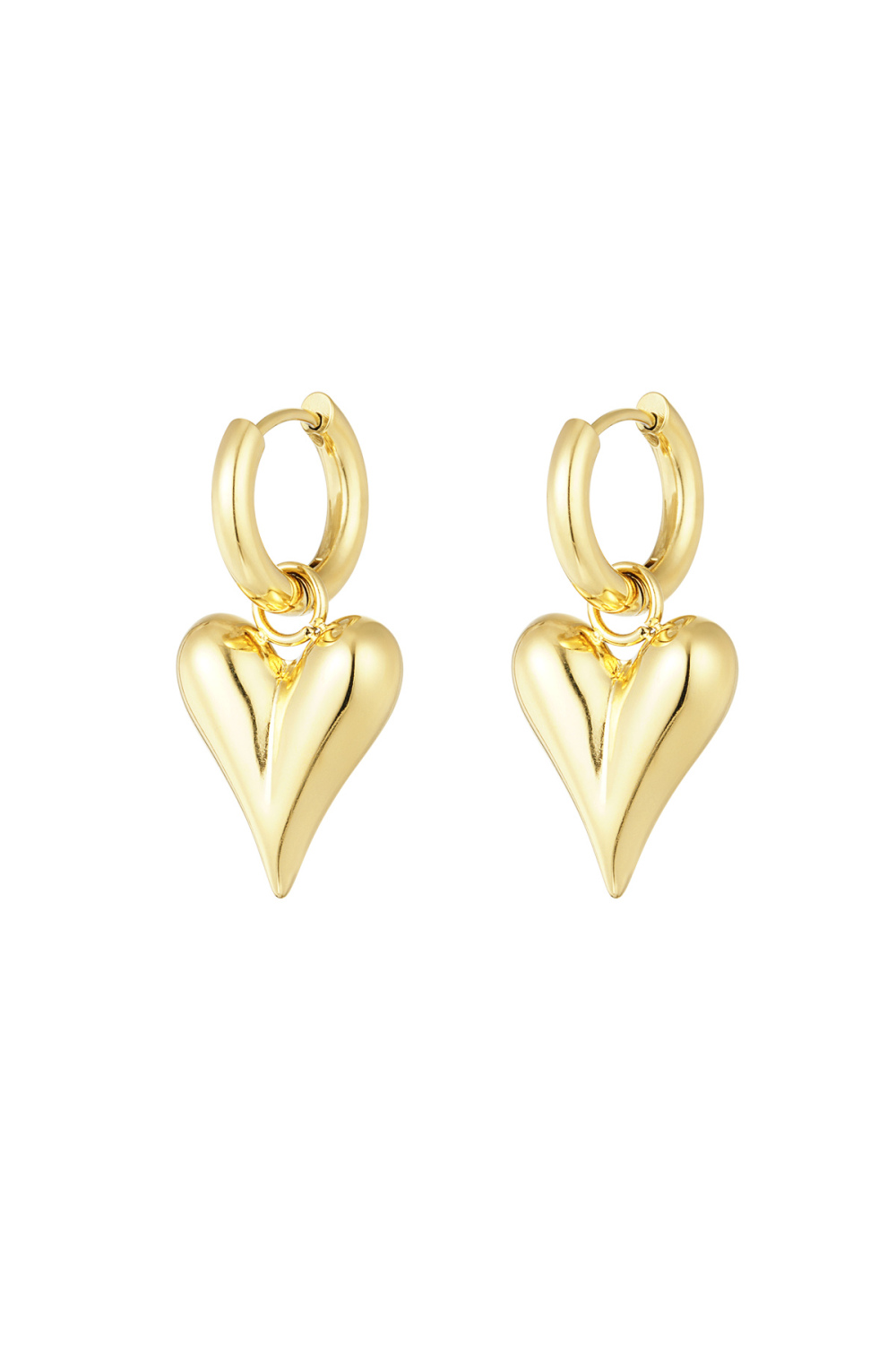 Boucles D'oreilles Avec Pendentifs Coeur Medium - Doré 