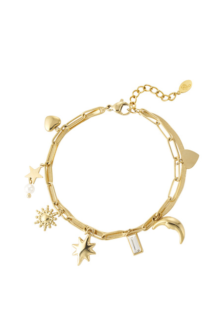 Bracelet à breloques jour et nuit - doré