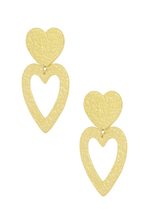 Boucles D'oreilles Structure Coeur - Doré h5 