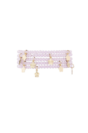 Bracelet Double Avec Breloques Fleurs - Rose/Doré h5 