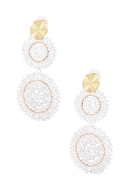 Boucles d'Couleur oreilles tournesol verre - Couleur or blanc