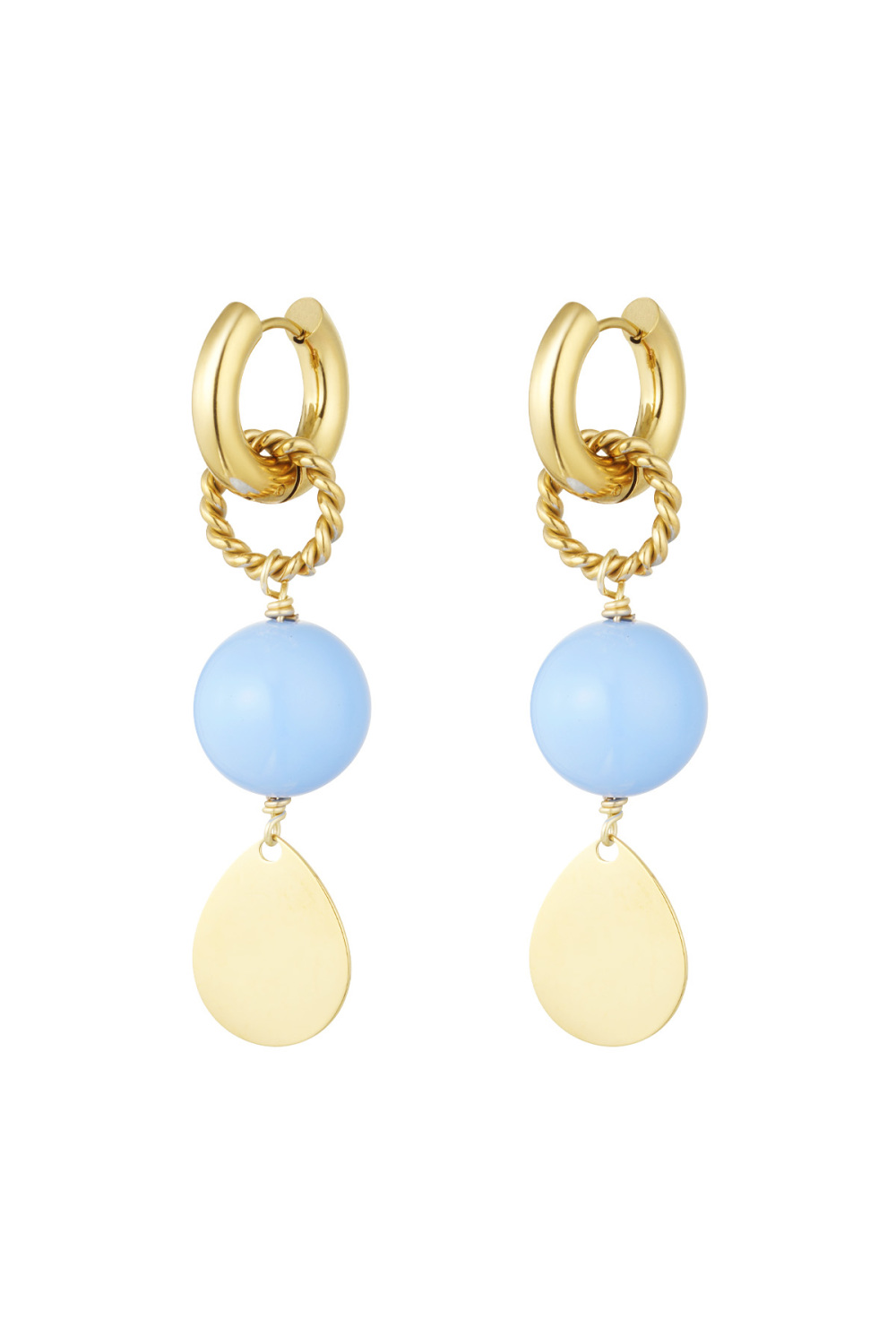 Boucles D'couleur Oreilles Brillantes - Couleur Or Bleu