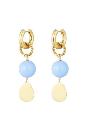 Boucles D'couleur Oreilles Brillantes - Couleur Or Bleu h5