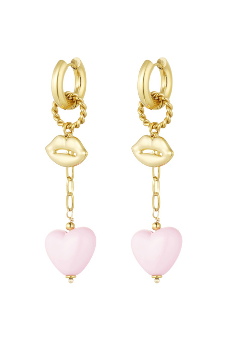 Boucles d'Couleur oreilles amour sur les lèvres