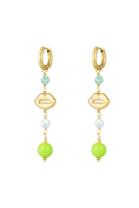Boucles d'oreilles lèvres en feu - bleu vert
