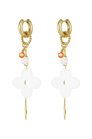 Boucles D'couleur Oreilles Flower Power - Couleur Or Blanc h5